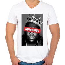 PRINTFASHION Biggie Smalls  - Férfi V-nyakú póló - Fehér férfi póló