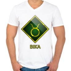 PRINTFASHION Bika - Férfi V-nyakú póló - Fehér