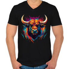 PRINTFASHION Bika  - Férfi V-nyakú póló - Fekete