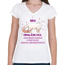 PRINTFASHION Bika - Himalájai cica - Női V-nyakú póló - Fehér női póló