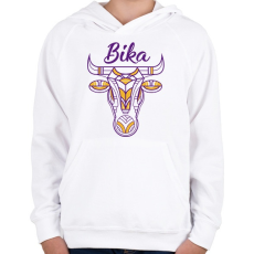 PRINTFASHION Bika horoszkóp - Gyerek kapucnis pulóver - Fehér