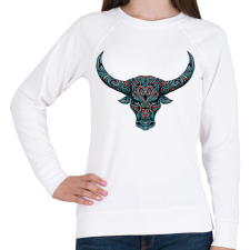 PRINTFASHION Bika koponya - Női pulóver - Fehér női pulóver, kardigán