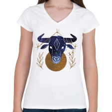 PRINTFASHION Bika - Női V-nyakú póló - Fehér női póló