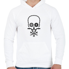 PRINTFASHION Bike Skull - Férfi kapucnis pulóver - Fehér férfi pulóver, kardigán