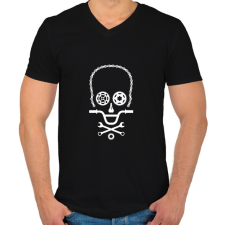 PRINTFASHION Bike Skull - Férfi V-nyakú póló - Fekete férfi póló