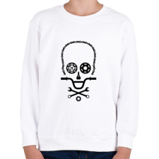 PRINTFASHION Bike Skull - Gyerek pulóver - Fehér gyerek pulóver, kardigán