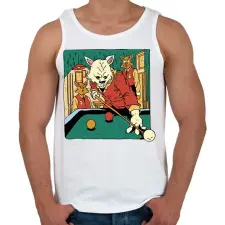 PRINTFASHION Biliárdozó macskák - Férfi atléta - Fehér atléta, trikó