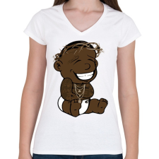 PRINTFASHION Billion dollar baby - Női V-nyakú póló - Fehér női póló