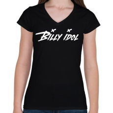 PRINTFASHION BILLY IDOL - Női V-nyakú póló - Fekete