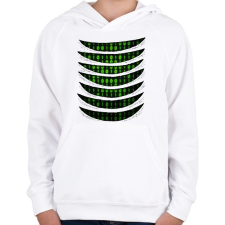 PRINTFASHION Bináris kód tépett minta - Gyerek kapucnis pulóver - Fehér gyerek pulóver, kardigán