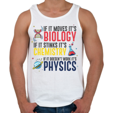 PRINTFASHION Biológia, kémia, fizika - Férfi atléta - Fehér atléta, trikó