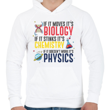 PRINTFASHION Biológia, kémia, fizika - Férfi kapucnis pulóver - Fehér férfi pulóver, kardigán