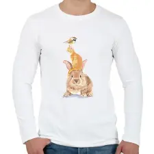 PRINTFASHION Bird, Cat, Rabbit - Férfi hosszú ujjú póló - Fehér férfi póló