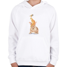 PRINTFASHION Bird, Cat, Rabbit - Gyerek kapucnis pulóver - Fehér
