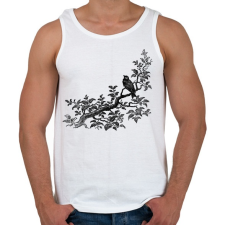 PRINTFASHION Bird & Tree drawing - Férfi atléta - Fehér atléta, trikó