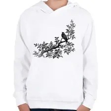 PRINTFASHION Bird & Tree drawing - Gyerek kapucnis pulóver - Fehér gyerek pulóver, kardigán