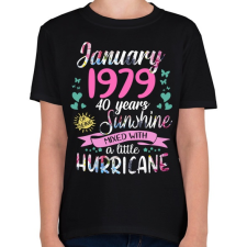 PRINTFASHION Birthday january 1979 sunshine mixed hurricane - Gyerek póló - Fekete gyerek póló