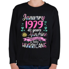 PRINTFASHION Birthday january 1979 sunshine mixed hurricane - Gyerek pulóver - Fekete gyerek pulóver, kardigán