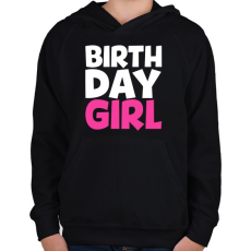 PRINTFASHION Birthdaygirl - Gyerek kapucnis pulóver - Fekete