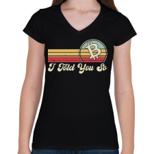 PRINTFASHION BITCOIN 4 EVER 34 - Női V-nyakú póló - Fekete női póló