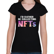 PRINTFASHION BITCOIN 4 EVER 50 - Női V-nyakú póló - Fekete