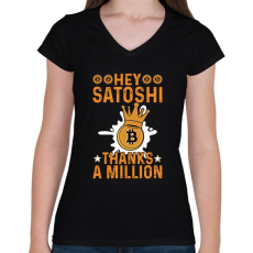 PRINTFASHION BITCOIN 4 EVER 52 - Női V-nyakú póló - Fekete