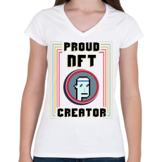 PRINTFASHION BITCOIN 4 EVER 53 - Női V-nyakú póló - Fehér