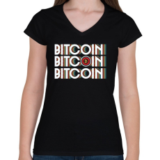 PRINTFASHION BITCOIN 4 EVER 54 - Női V-nyakú póló - Fekete