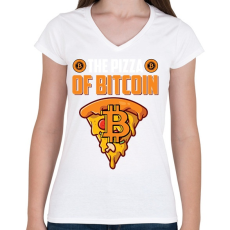 PRINTFASHION BITCOIN 4 EVER 62 - Női V-nyakú póló - Fehér