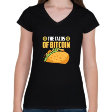 PRINTFASHION BITCOIN 4 EVER 74 - Női V-nyakú póló - Fekete női póló