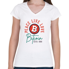 PRINTFASHION BITCOIN 4 EVER 79 - Női V-nyakú póló - Fehér női póló