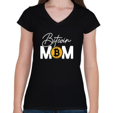 PRINTFASHION BITCOIN 4 EVER 84 - Női V-nyakú póló - Fekete