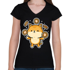 PRINTFASHION BITCOIN 4EVER 19 - Női V-nyakú póló - Fekete női póló