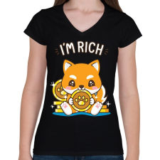 PRINTFASHION BITCOIN 4EVER 24 - Női V-nyakú póló - Fekete női póló