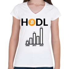 PRINTFASHION bitcoin chart - Női V-nyakú póló - Fehér női póló