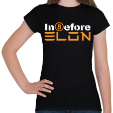 PRINTFASHION bitcoin Elon Musk - Női póló - Fekete női póló
