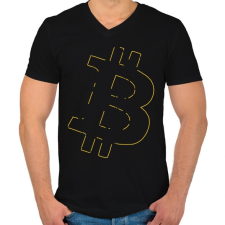 PRINTFASHION Bitcoin  - Férfi V-nyakú póló - Fekete férfi póló