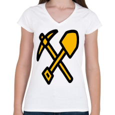 PRINTFASHION Bitcoin hálózat Felhőbányászat Kriptovaluta - Női V-nyakú póló - Fehér