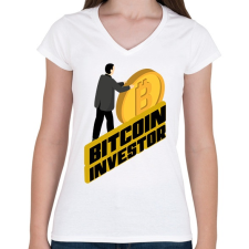 PRINTFASHION Bitcoin-investor - Női V-nyakú póló - Fehér női póló