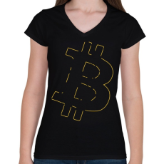 PRINTFASHION Bitcoin  - Női V-nyakú póló - Fekete