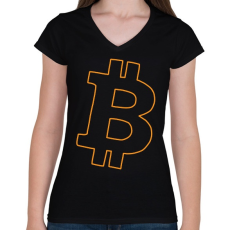PRINTFASHION bitcoin - Női V-nyakú póló - Fekete