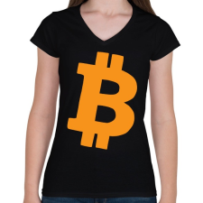 PRINTFASHION bitcoin - Női V-nyakú póló - Fekete női póló