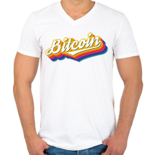 PRINTFASHION Bitcoin Retro - Férfi V-nyakú póló - Fehér férfi póló