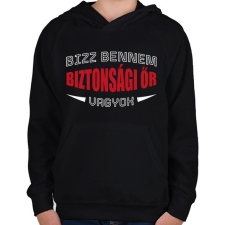 PRINTFASHION Biztonsági őr vagyok - Gyerek kapucnis pulóver - Fekete gyerek pulóver, kardigán