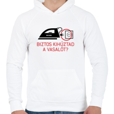 PRINTFASHION biztos kihúztad a vasalót? - Férfi kapucnis pulóver - Fehér