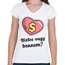 PRINTFASHION Biztos vagy bennem - Női V-nyakú póló - Fehér