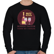 PRINTFASHION Bízz bennem - Borász vagyok - Férfi pulóver - Fekete férfi pulóver, kardigán