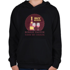 PRINTFASHION Bízz bennem - Borász vagyok - Gyerek kapucnis pulóver - Fekete gyerek pulóver, kardigán