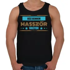PRINTFASHION Bízz bennem - masszőr - Férfi atléta - Fekete atléta, trikó