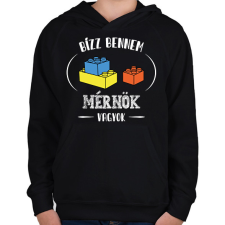 PRINTFASHION Bízz bennem - Mérnök - Gyerek kapucnis pulóver - Fekete gyerek pulóver, kardigán